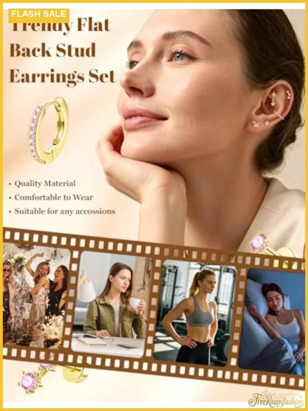 12PCS 20G 14k Gold Cartilage Earring Stacks for Women Flat Back Stud Set